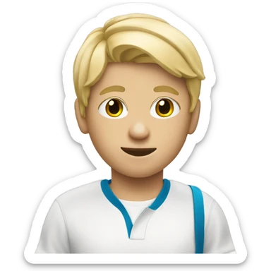 12 years old boy with a tennis racket. Blonde hair sticker
