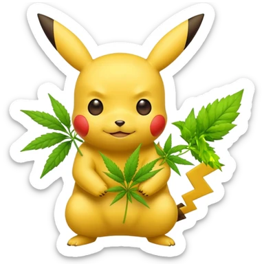 pikachu with weed sticker