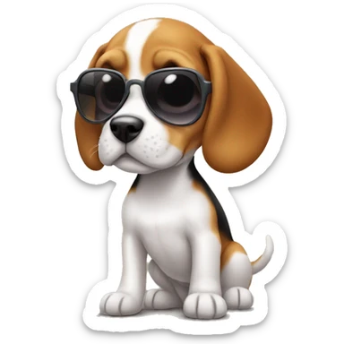 Little beagle puppy with small sunglasses  sticker