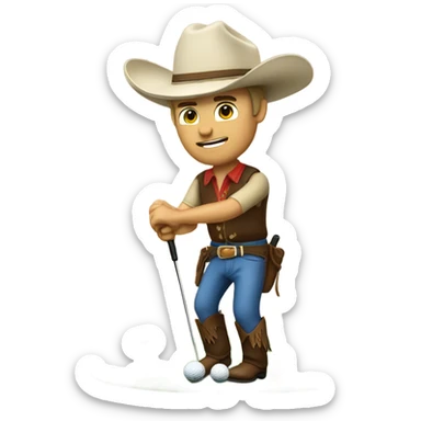 Caucasian cowboy playing golf sticker