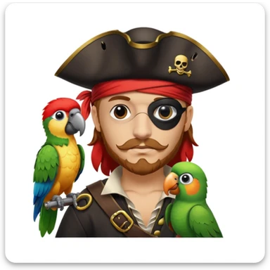 pirate with eye patch and parrot sticker