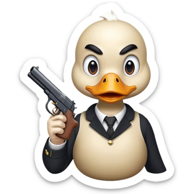 angry duck with a gun in his hand pointing at us  sticker