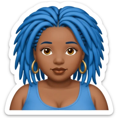 Plus size black girl with blue Locs sticker