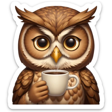 kahve içen baykuş sticker