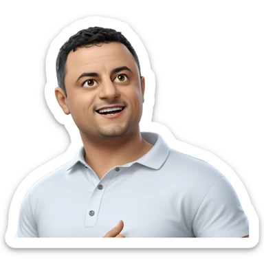 smiling boy in white shirt sticker