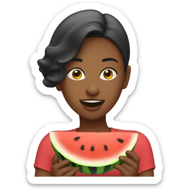 woman eating watermelon  sticker