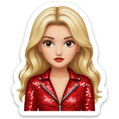 Perrie Edwards from Little Mix with long blonde hair, red sequin outfit sticker