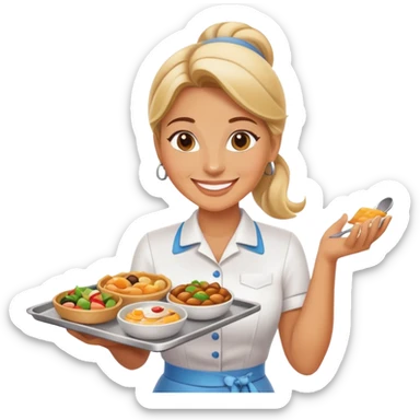 Waitress with tray of food sticker