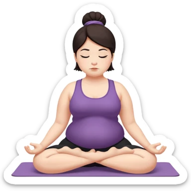 Sad fat girl doing yoga crow pose dark hair sticker