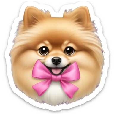 A Pomeranian with pink bow sticker
