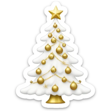white Christmas tree with gold ornaments  sticker