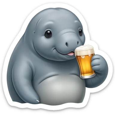 Manatee with a beer sticker