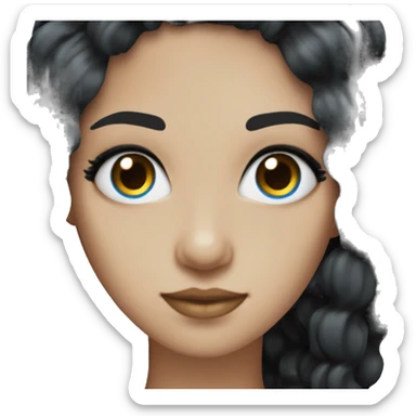 10inch black wig, with brown eyes and blue pupils and stud earrings sticker