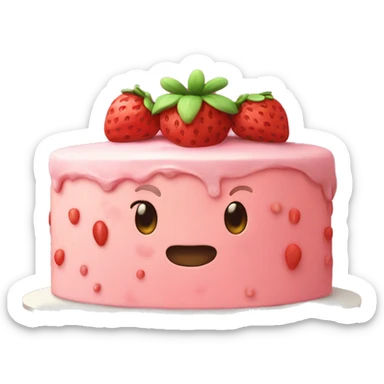 Strawberry cake with bow on the side sticker