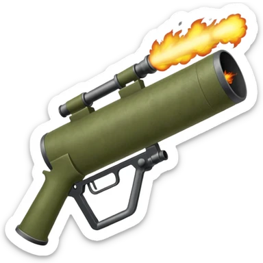 olive colored two-handled bazooka firing sticker