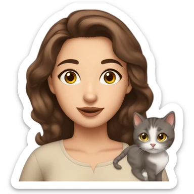 Brunette Anastasia with cat sticker