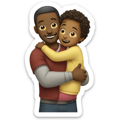 Dad and child hugging sticker