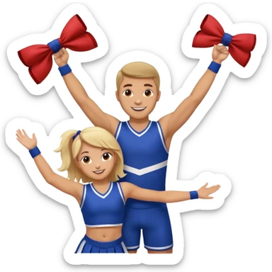 A male cheerleader holding up a girl during  one man sticker