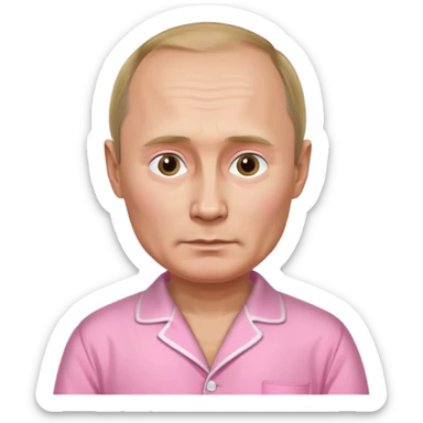 putin wearing pink pjamas sticker