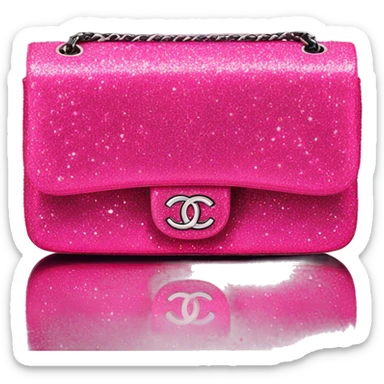 Chanel classic flap bag hot pink sparkle glitter sticker