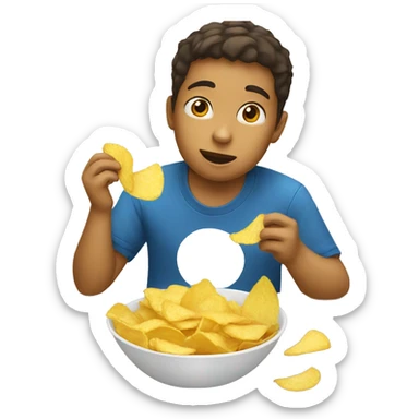 Kid eating chips emoji sticker