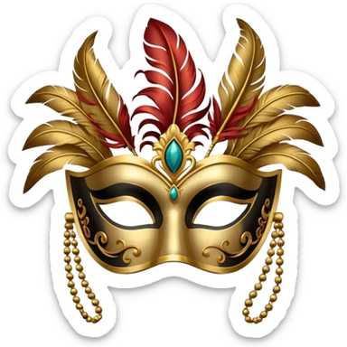 Classic Venetian masquerade mask, simple and bold, minimal details sticker