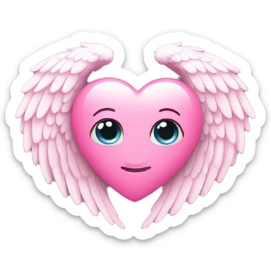 Pink heart with angel wings sticker