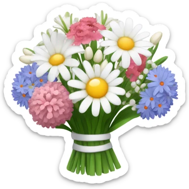 Boquet with Daisys Asters, snowdrop, lily of the valley, carnation  sticker