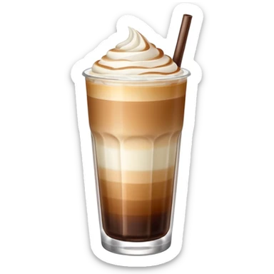 Iced latte without whipped cream and a gradient of color white milk on the bottom and brown espresso on top sticker