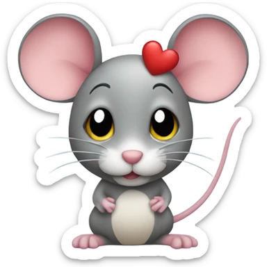 Mouse with hearts sticker