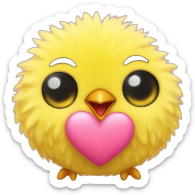 yellow fluffy chick in love with heart-shaped eyes sticker