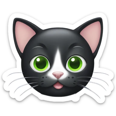 Black cat green eyes with a white spot in her chest  sticker