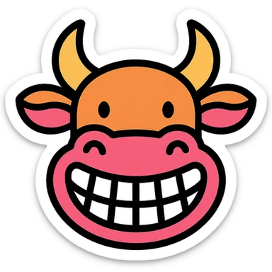 cow smiling widely showing big teeth sticker