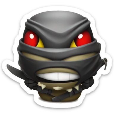 Emoji ninja next to a cocodrile, both have red and bright eyes sticker