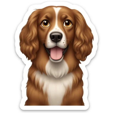 Brown longhaired dog with standing ears and dark-brown freckles over is face sticker