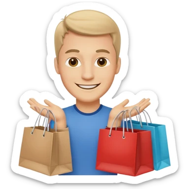 The man with the shopping bags sticker