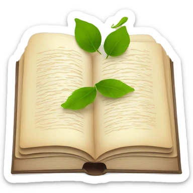 Open book with leaves sticker