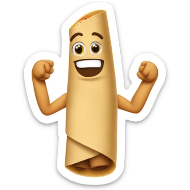 A burrito holding a thumbs up sticker