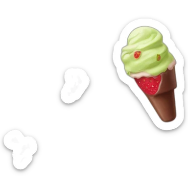 A strawberry chocolate vanilla and pistachio ice cream with a cherry on the top  sticker