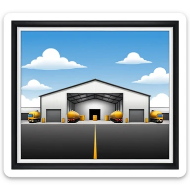 hangar, many fuel warehouse sticker