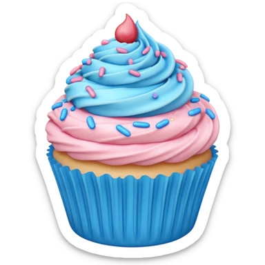 pastel pink cupcake with a swirl of blue frosting sticker