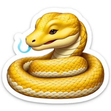 Meme-Worthy cute Sleeping Python Portrait Emoji, Head and coiled body resting peacefully with a contented smile, showcasing intricately patterned scales and eyes gently closed in serene slumber, Simplified yet comically adorable features, highly detailed, glowing with a soft, drowsy glow, high shine, relaxed and utterly lovable, stylized with an air of playful laziness, bright and heartwarming, soft glowing outline, capturing the essence of a sleeping serpent that feels destined to become the next viral icon of adorable rest! sticker
