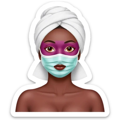 Lady with face mask spa beauty full face relaxing Burgundy sticker