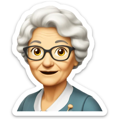 Grandmother European with omelet with mushrooms  sticker