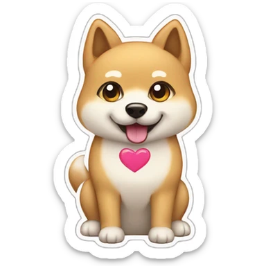 a cute doge with hearts replace the eyes holding a sign with "SUPERCHATTONE!", sticker style sticker