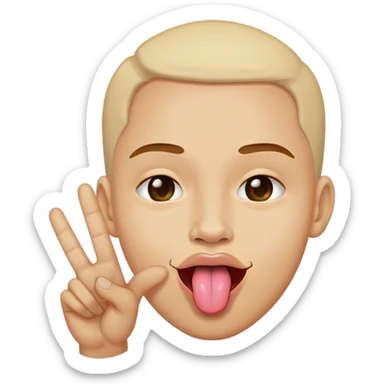 Tongue sticking out with the peace sign up sticker