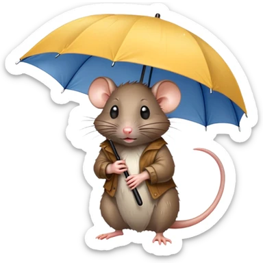 A rat with an umbrella  sticker