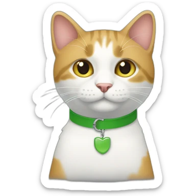 gato rayado usando un collar verde sticker