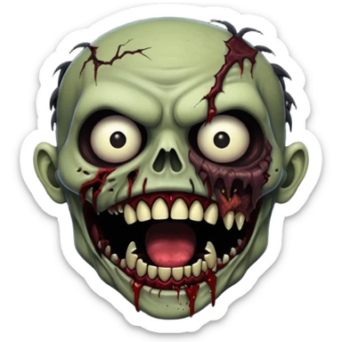Rotting zombie, open mouth with fangs, horror textures, dark style, no background






 sticker