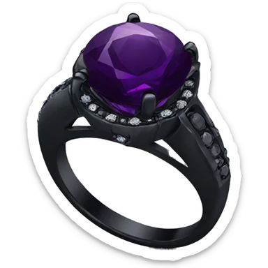 Black ring with dark purple diamond sticker